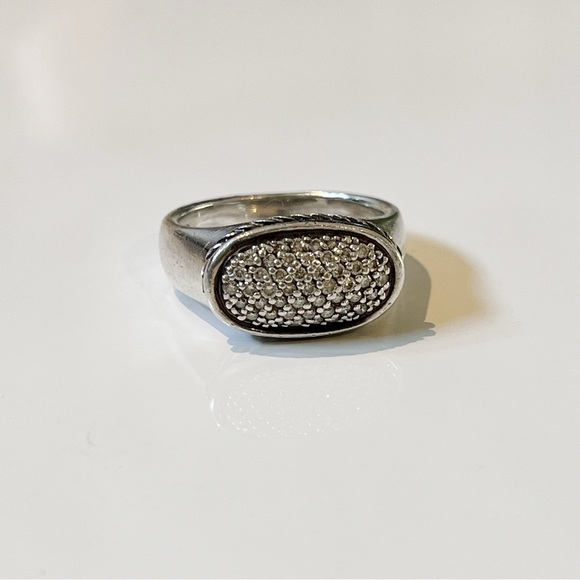 Vintage David Yurman Sterling Silver Pave Diamond Ring - 6.75 - Picture 1 of 8